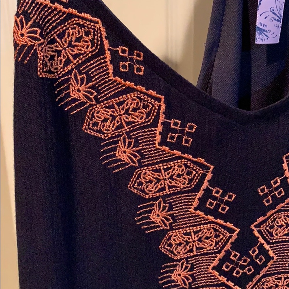 Francesca’s navy blue & coral strappy summer dress - Picture 6 of 6